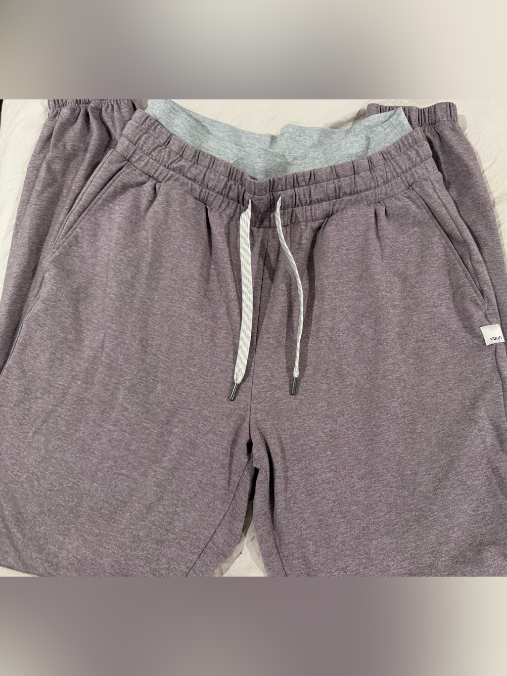 Vuori Heather Mauve Track Joggers - Gray Waistband